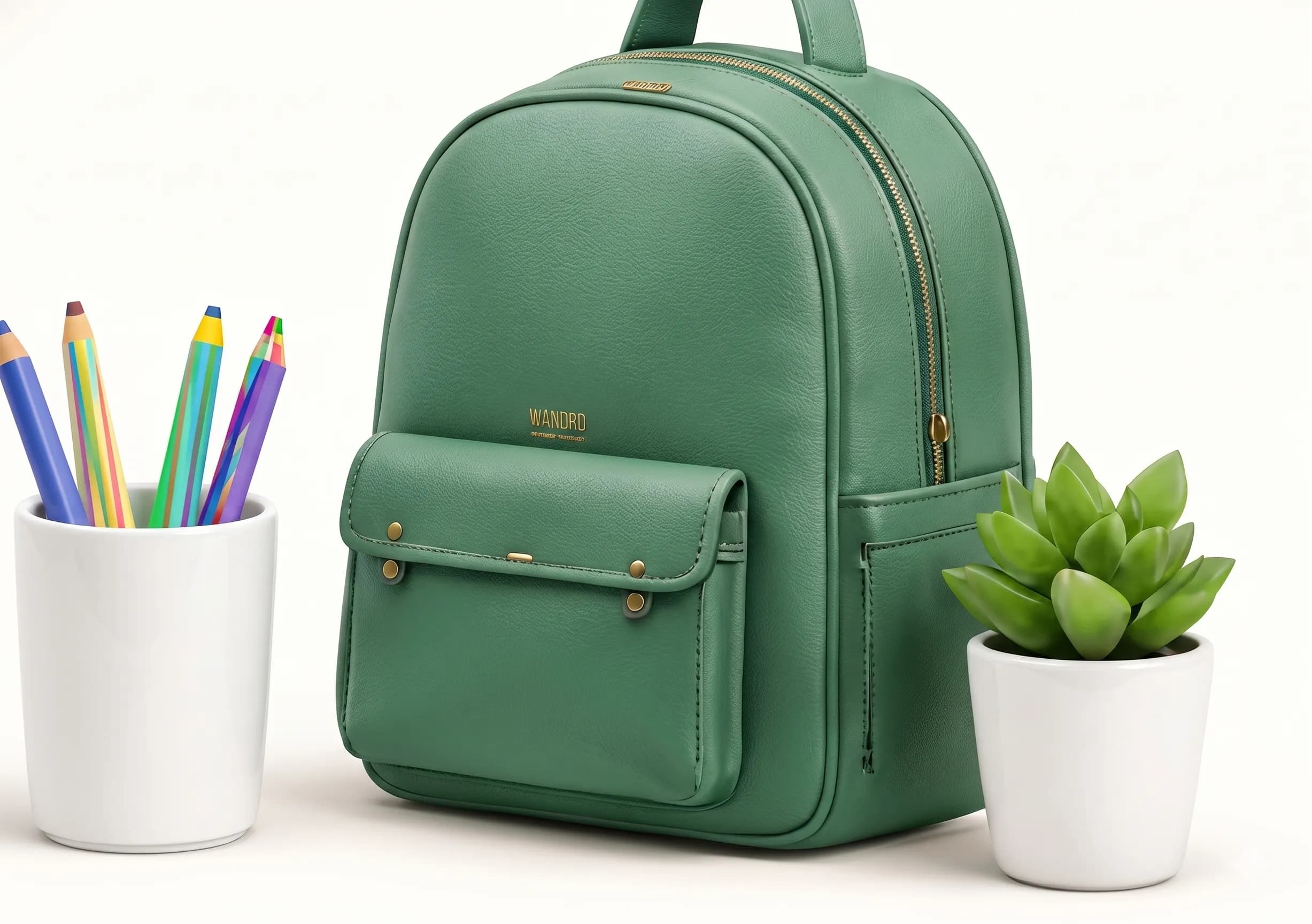 Decorative green backpack